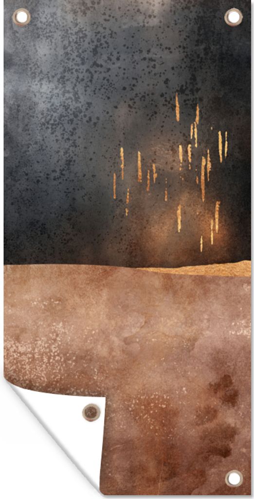 MuchoWow 30x60 cm Outdoor-Poster Gartendeko Sichtschutz Garten Poster für den Garten Abstrakt - Gold - Design
