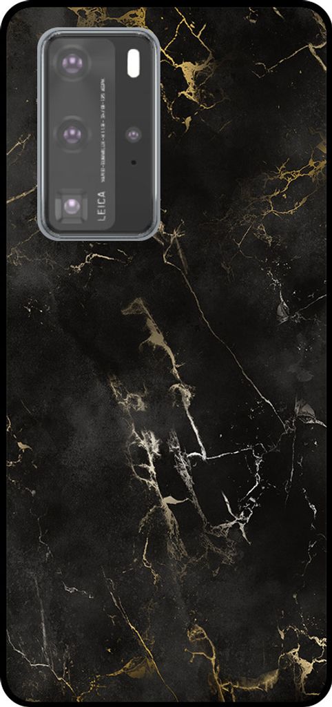 Smartphonica Telefon Fall geeignet für Huawei P40 Pro mit Marmor-Druck - TPU zurück Abdeckung Fall schwarz Marmor-Design - Schwarz