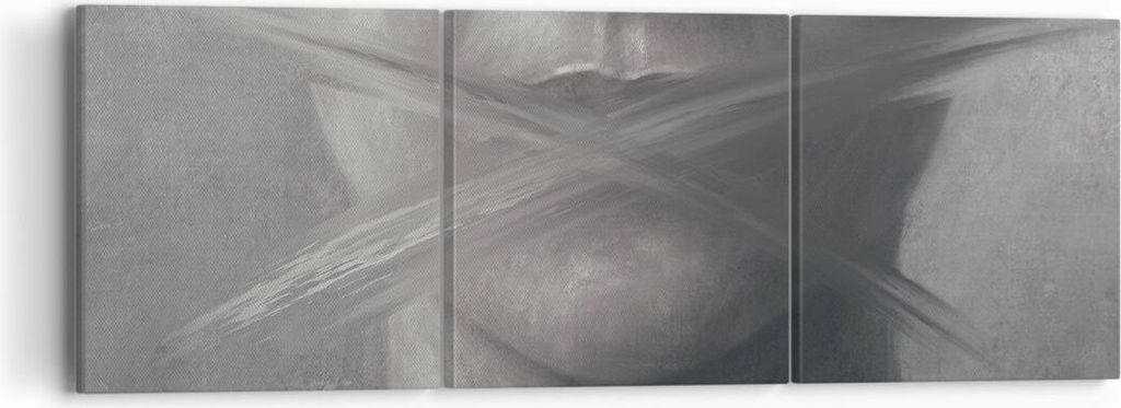 Bild auf Leinwand - Leinwandbild - 3 Teile - Symbol Mund Sprache - 90x30cm - Wand Bild - Wanddeko - Wandbilder - Leinwanddruck - Bilder - Wanddekor...