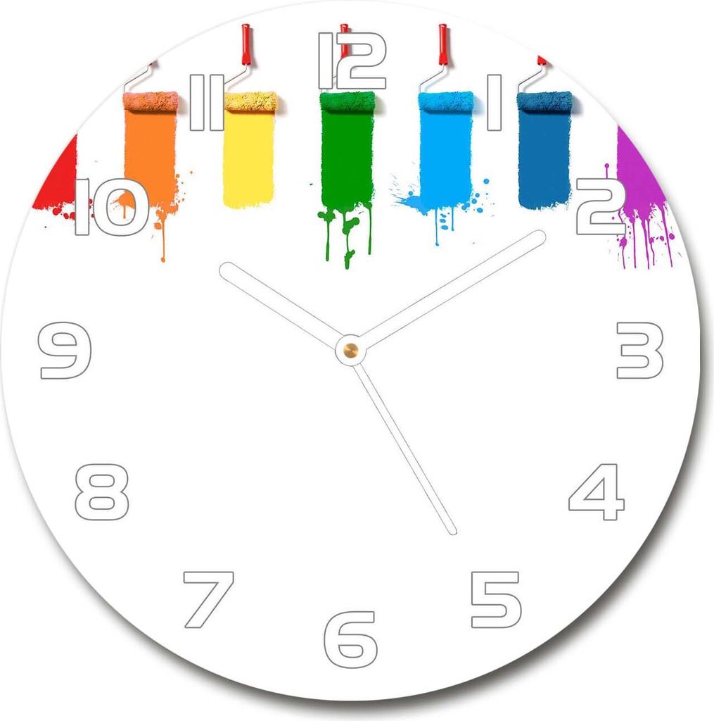 Wanduhr aus Glas 30fi Glasbild Glasuhr Gehärtetes Glas - weisse-zeiger - Paint rollers