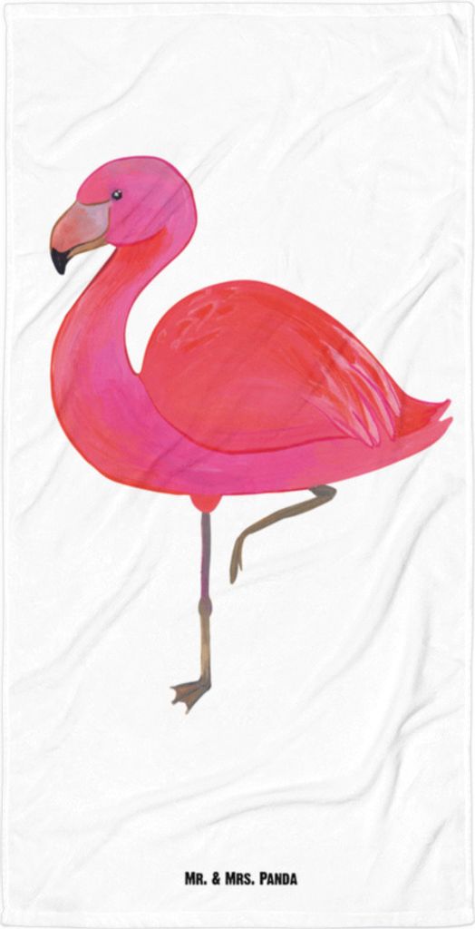 Mr. & Mrs. Panda Handtuch Flamingo Classic - Weiß - Geschenk, Selbstliebe, Spruch, Strandtuch, Rosa, Duschhandtuch, Ich, Prächtig, Stolz, Badehan...