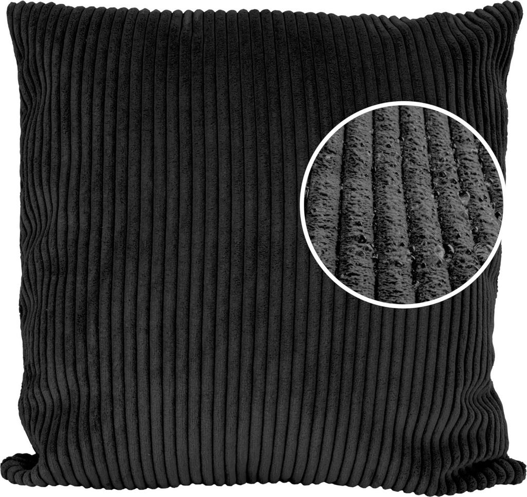 Dekokissen Kissenhülle mit Reißverschluss Kissenbezug Cordsamt Kissenbezug Schwarz 50x50cm ohne Füllung