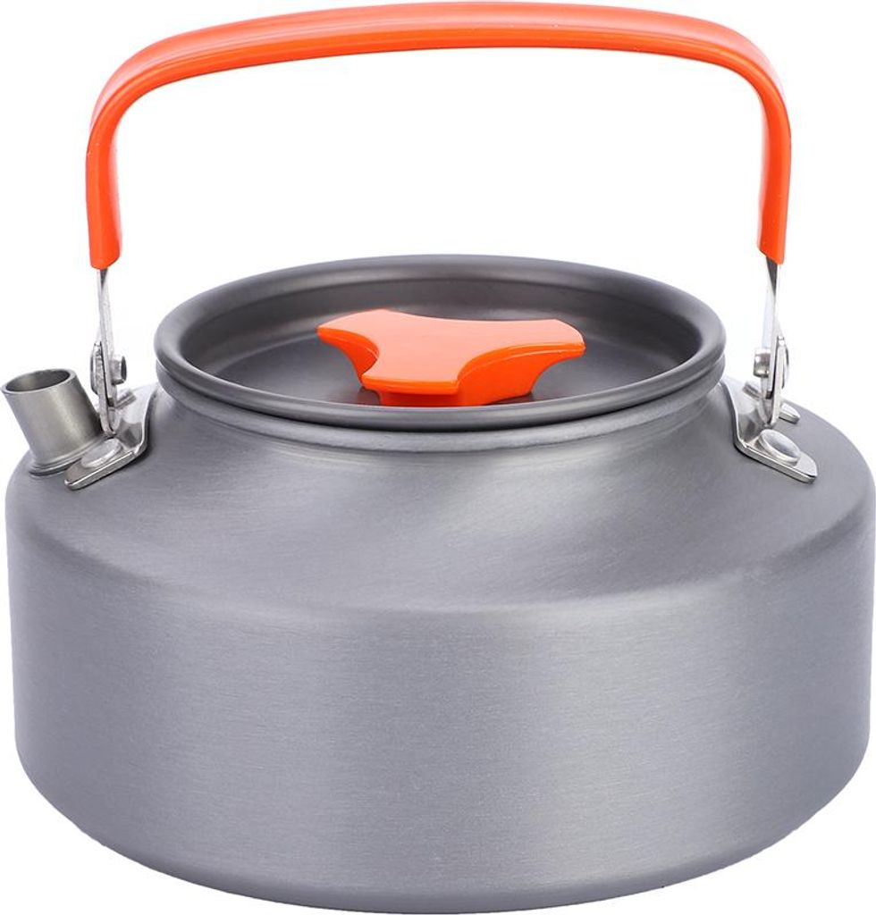 1,1 l Aluminium-Teekanne, Kaffee-Teekanne, Wasserkocher für Camping, Wandern, Küche, orangefarbener Griff