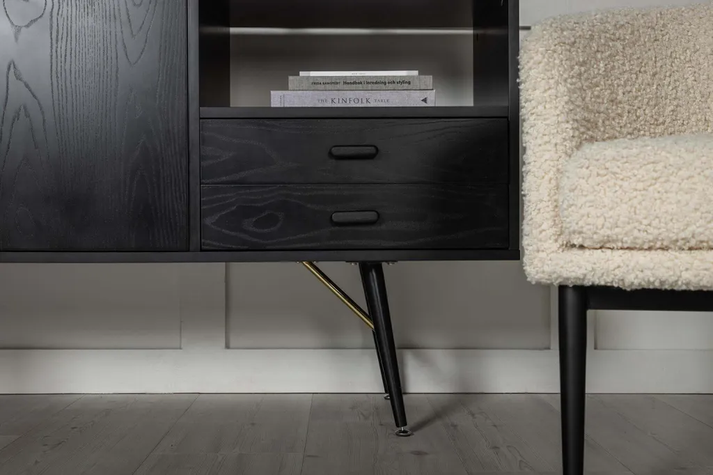 Buffet 160cm Noir et Or avec Finition Luxe - Sideboard Robuste Chic