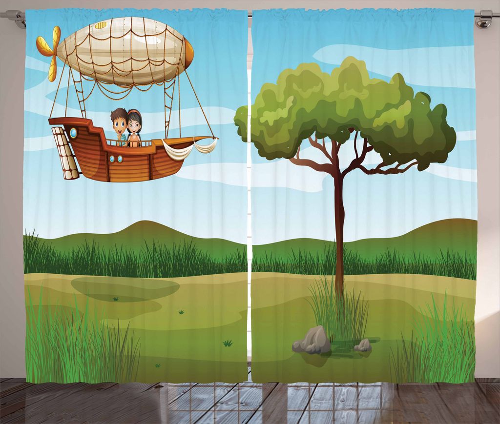 ABAKUHAUS Erkunden Rustikaler Vorhang, Fantasie Explorer Boy, Wohnzimmer Universalband Gardinen mit Schlaufen und Haken, 280 x 175 cm, Mehrfarbig
