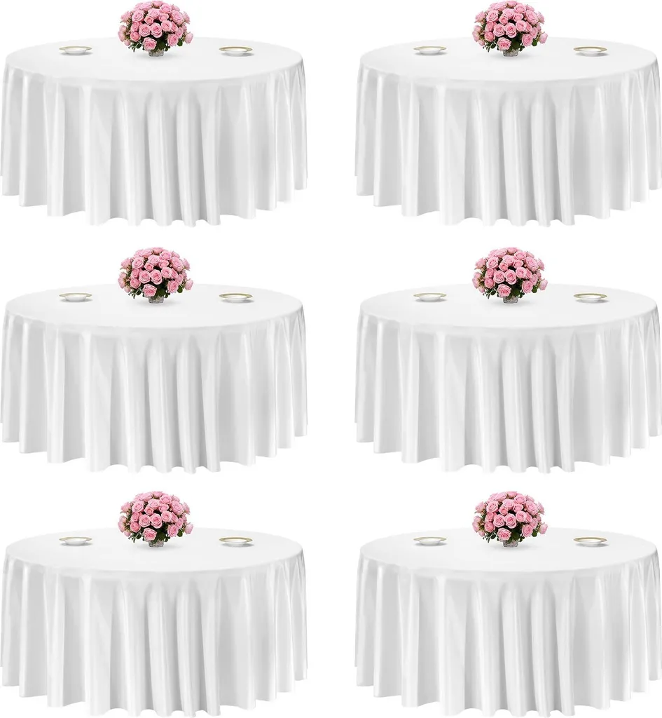 Nappe de Table Ronde Blanche de 335cm en Polyester - Pack de 6 PCS