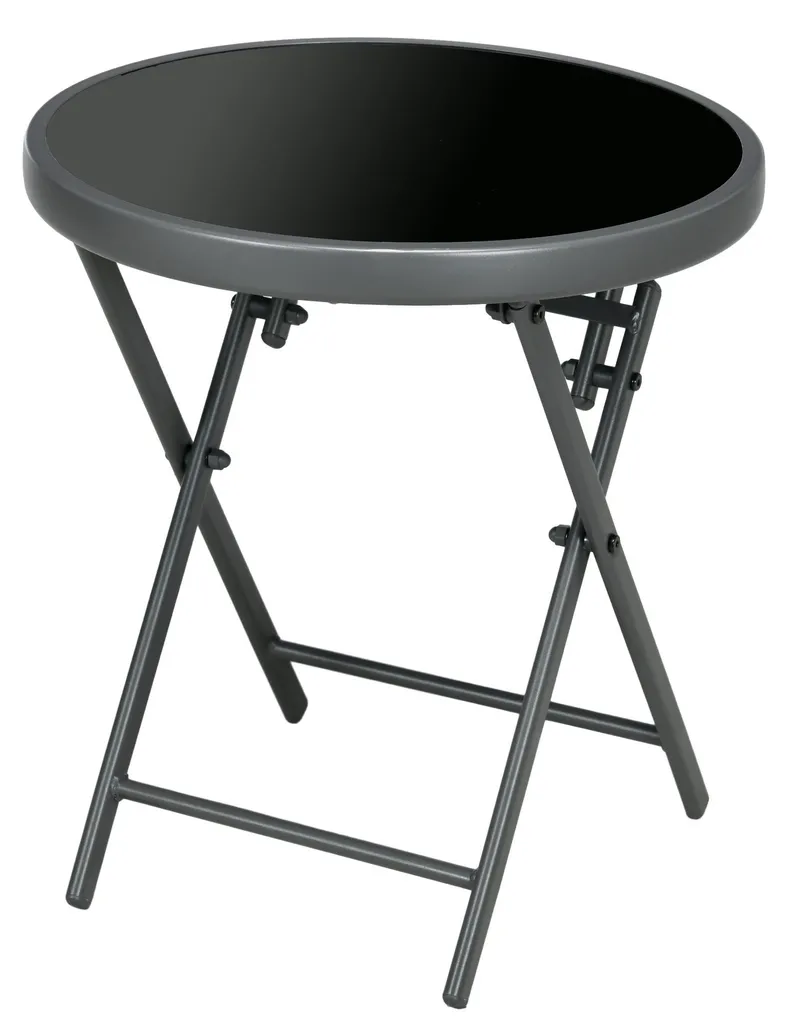 Table basse ronde pliante en acier et verre trempé noir Ø 45 cm Slim