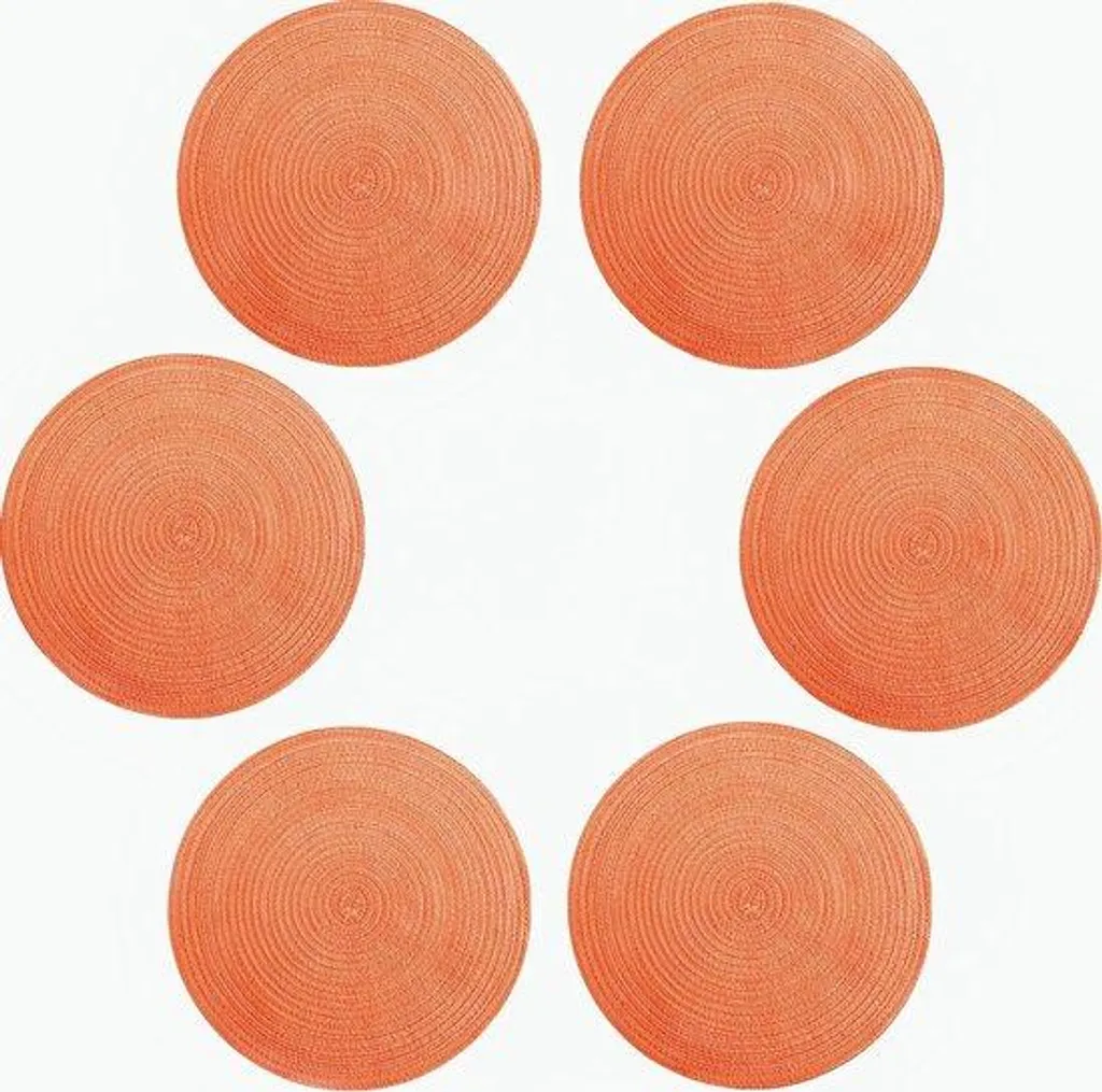 Sets de table ronds lavables lot de 6 dessous de verre orange tressés