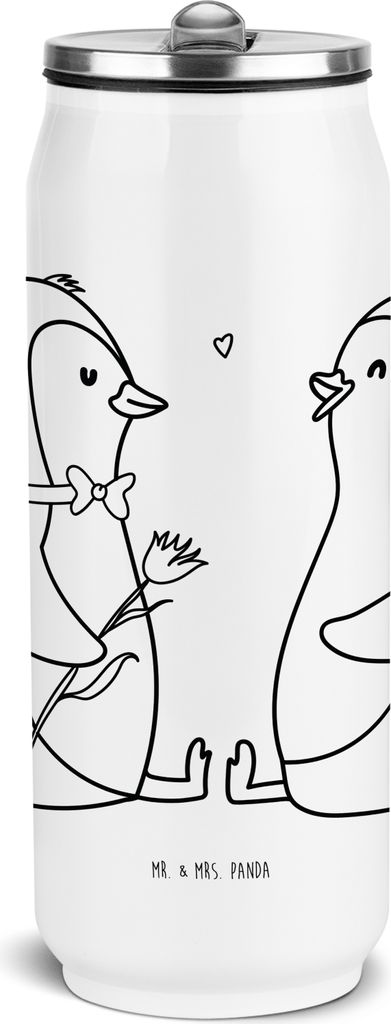 Mr. & Mrs. Panda Isolierflasche Pinguin Pärchen - Weiß - Geschenk, Liebe, Edelstahl Trinkflasche, sport, Hochzeitstag, Thermosflasche, Thermoflas...