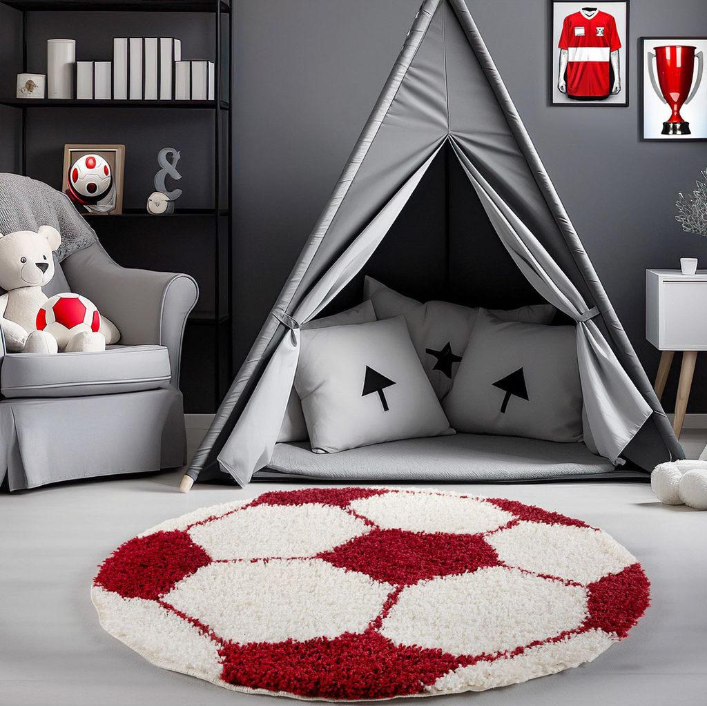 Carpetsale24 Hochflor Kinderteppich, Fußball Design Produktbild 