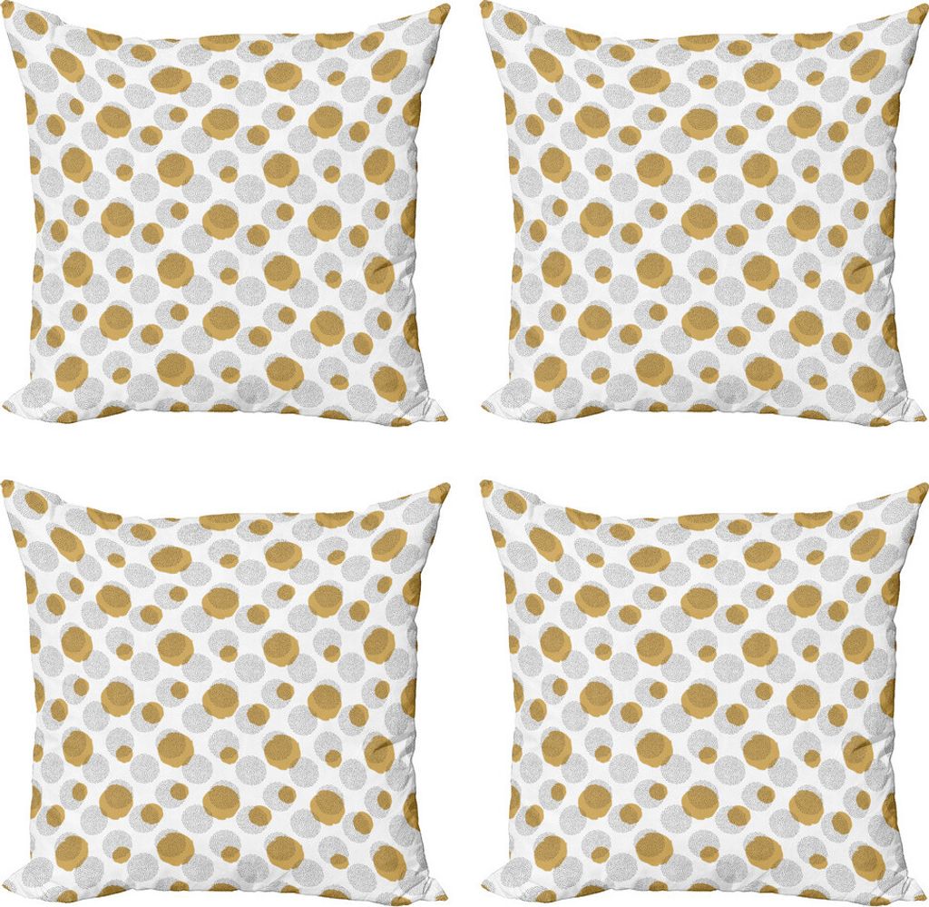 ABAKUHAUS geometrisch Kissenbezug Set (4 Stück), Bürsten Sie Gezeichnet Dots Runden, Moderner Doppelseitiger Digitaldruck, 40 cm x 40 cm, Mustard...