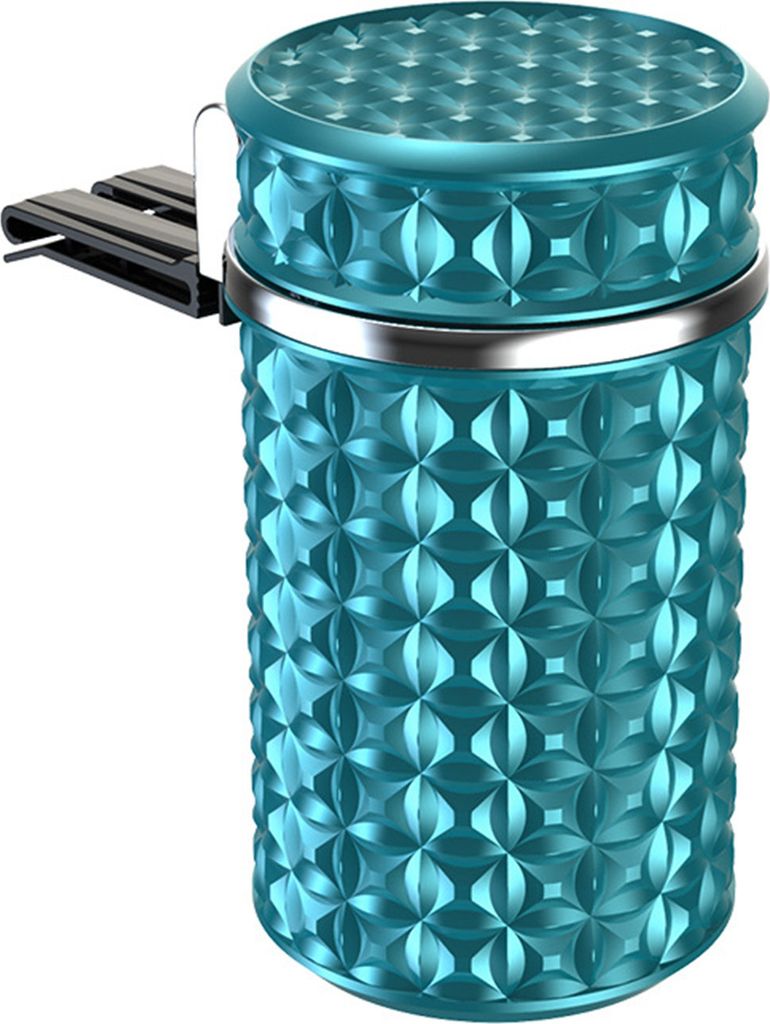 Auto-Aschenbecher aus Edelstahl mit geruchlosem Deckel, blaues LED-Licht, Mini-Mülleimer, Getränkehalter, tragbar, selbstverlöschend, für unter...