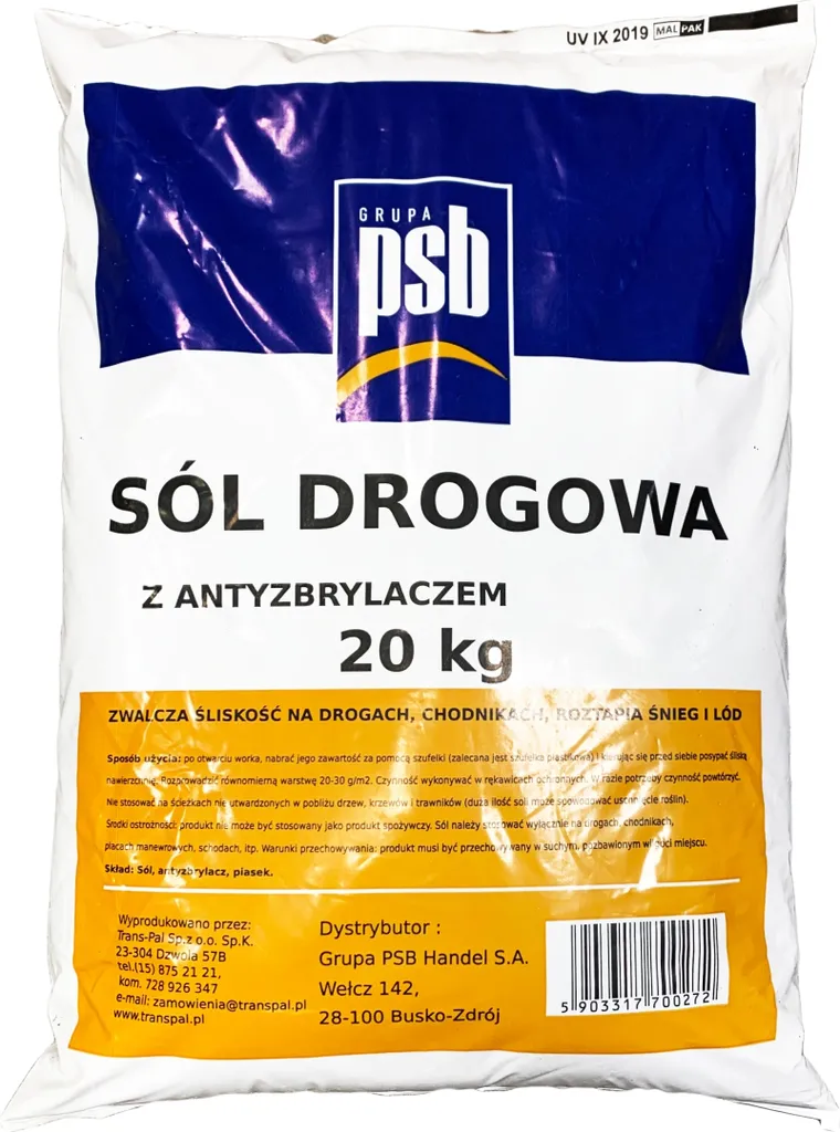 Sel d'épandage déneigement avec anti-mottant PSB sac de 20 kg