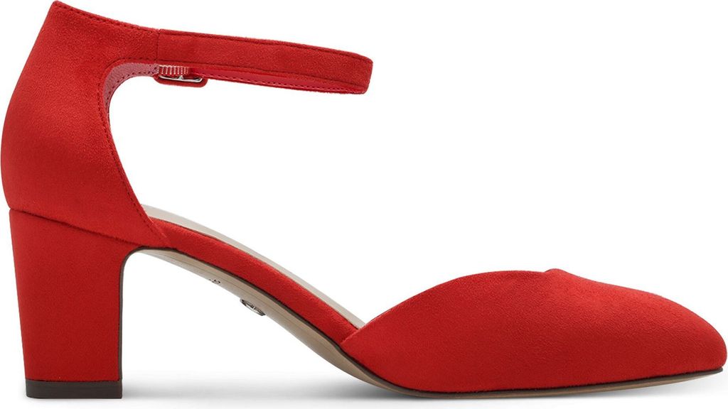 Tamaris Damen Pumps Fesselriemen Blockabsatz samtige Haptik Produktbild 5
