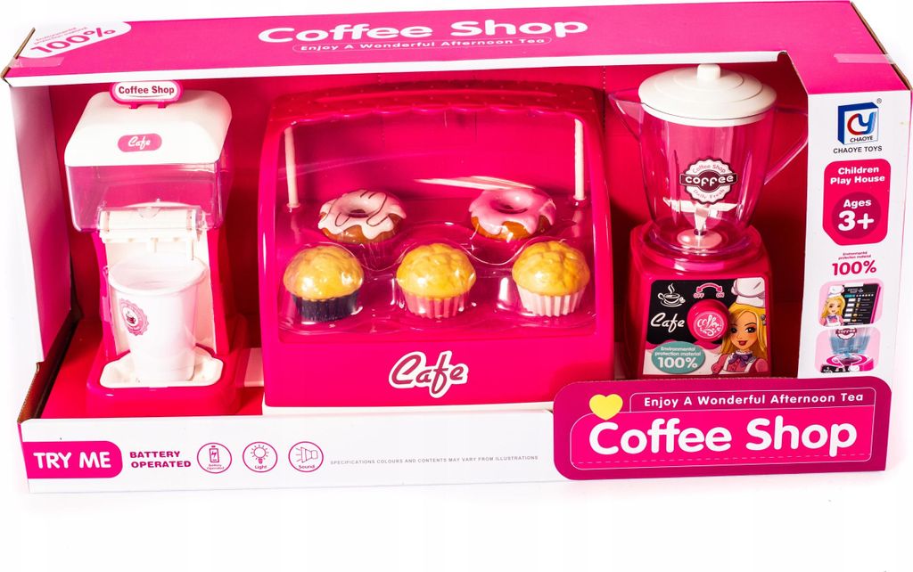 Großes Spielzeug Café & Supermarkt mit Kaffeemaschine - Kreatives Kaufladen Set für Kinder