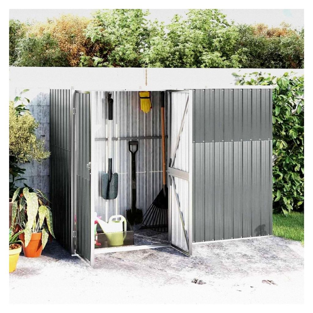 Gartenhaus Grau 225x89x161 cm aus verzinktem Stahl