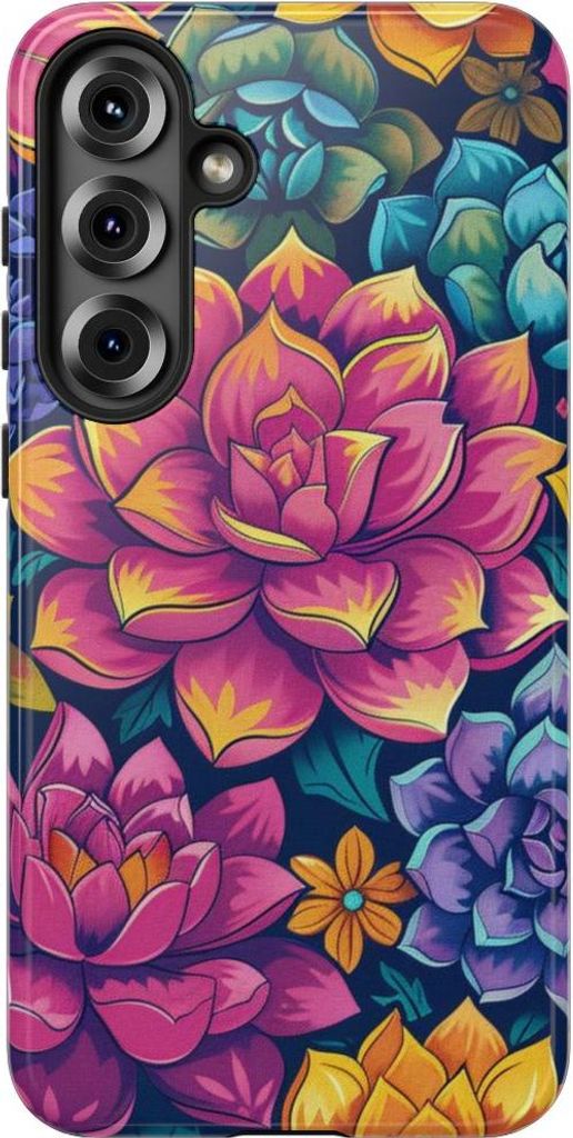 Buntes Sukkulenten- und Blumenmuster – Hülle Kompatibel mit Samsung Galaxy S25 Plus