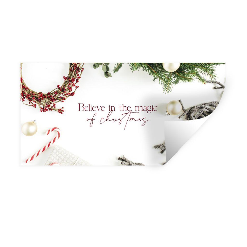 MuchoWow Wandtattoo Wandsticker Wandaufkleber Winter - Zitat - Weihnachten - Kugeln 80x40 cm Selbstklebend und Repositionierbar - Aufkleber