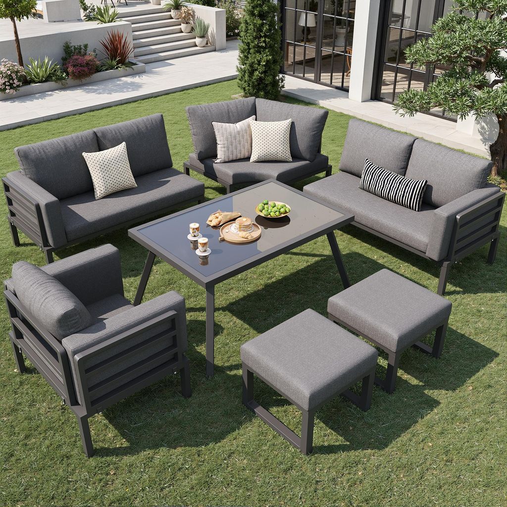 OKWISH Salon de Jardin Lune 8 Personnes - Ensemble avec Image du produit 