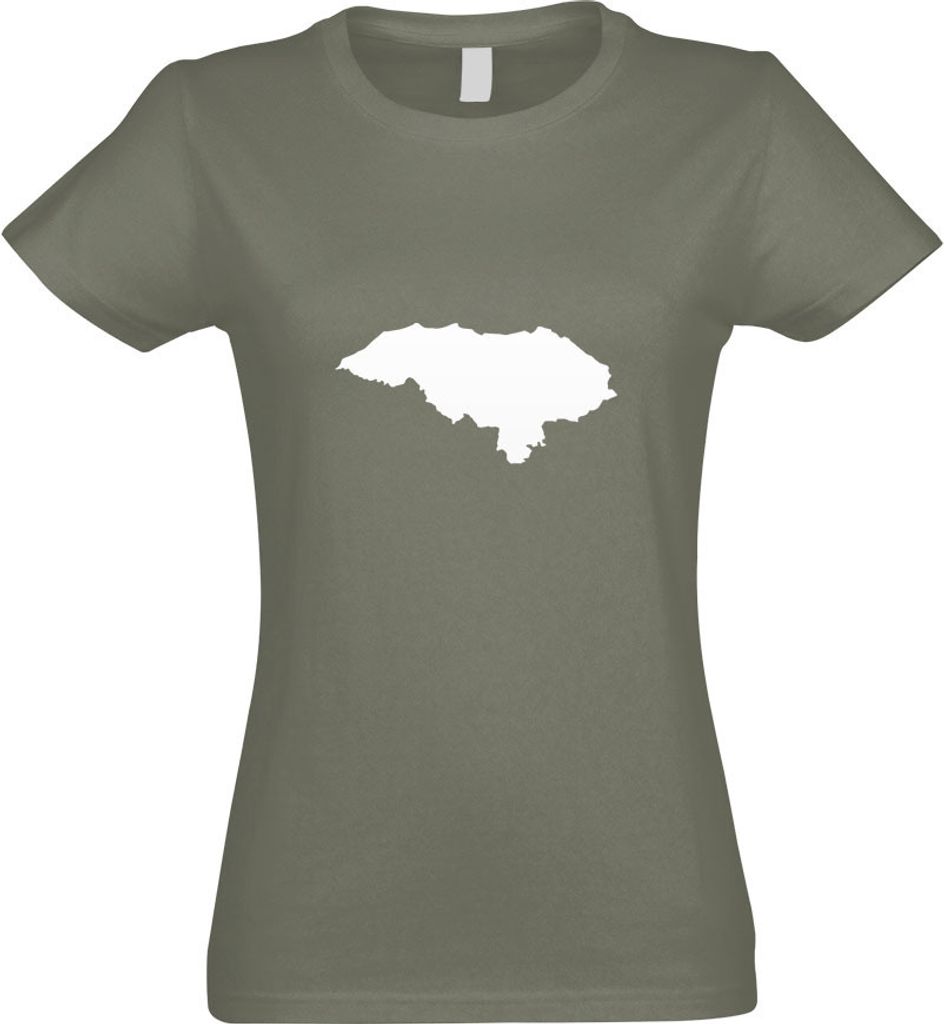 Kiwistar - T-Shirt tailliert - Damen - Olive - Honduras Umriss Kontur - mit Motiv Bedruckt - Funshirt Design - Sport - Freizeit - Damen - L