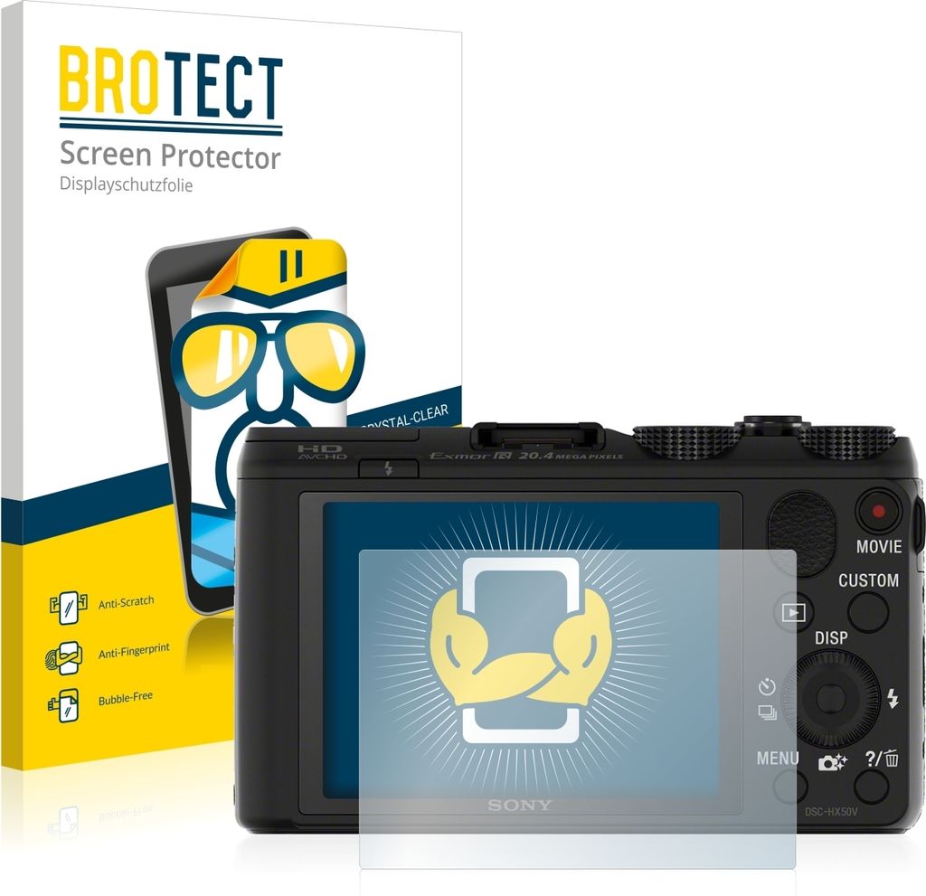 2x Für Sony Cyber-Shot DSC-HX50V Schutzfolie BROTECT Displayschutz Display Schutz Folie Klar Transparent