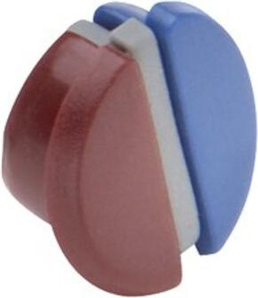 A close-up, isolated shot of a three-part product component.