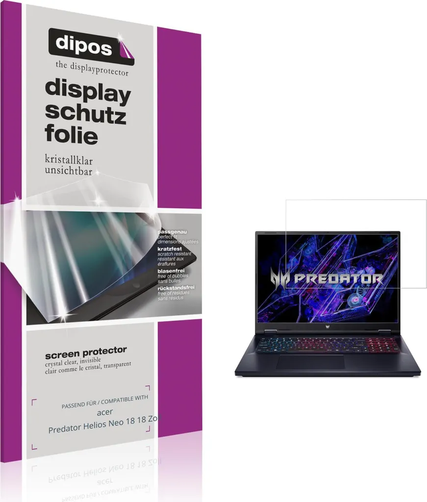 2x Pellicola Protettiva Acer Predator Helios Neo 18 Display Protezione Claro