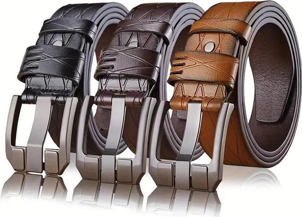 INF Herren Kunstleder Gürtel Set, 3 Stück, 125cm, für Produktbild 