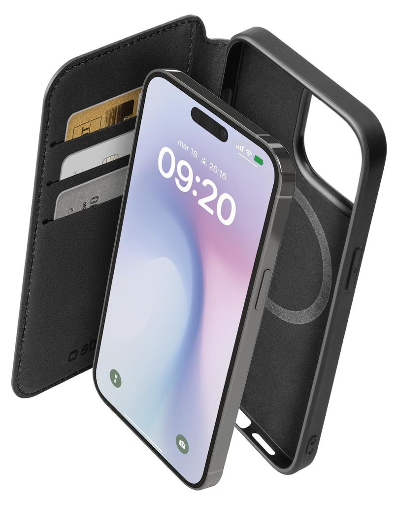 SBS Book Wallet MagSafe iPhone 16 Pro Max schwarz