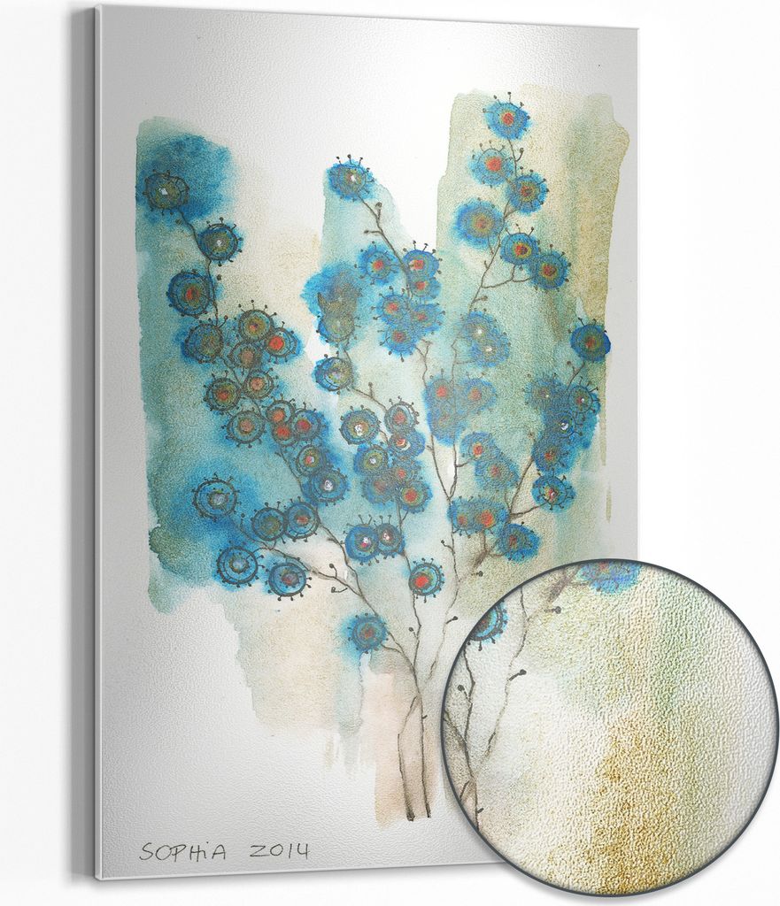 DEQOART Magnettafel Metall 40x60 cm 'Fine Art 'magic blossom'' Whiteboard Pinnwand Büro