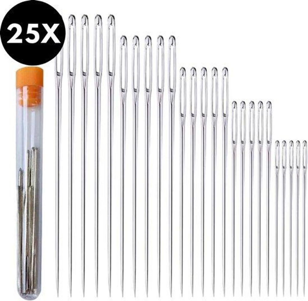 Ultiluxe Nähnadeln 25 Stück - Universal Handnadelset - Nähzubehör - Für Kleidungsreparatur - 5 verschiedene Nadelgrößen - Rostfreier Stahl
