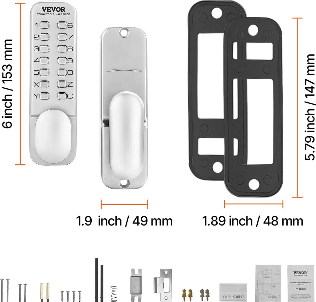 Serrure à Code Extérieure pour Clôture et Maison sans Batterie Inox - 8