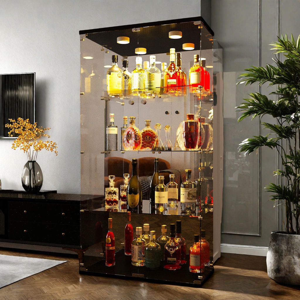 INONEFT Glazen vitrine met 2 deuren en LED-verlichting, Productafbeelding 