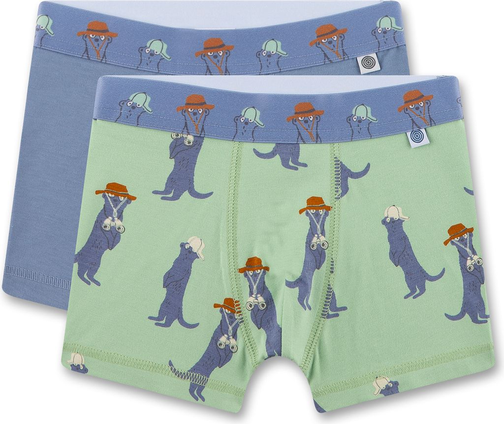 Sanetta Jungen-Hipshorts (Doppelpack) grün & blau Erdmännchen 92