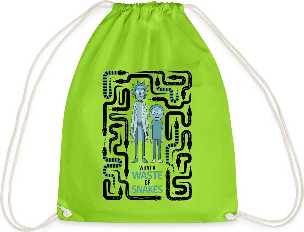 Spreadshirt Rick & Morty Snake Labyrinth Turnbeutel, One size, Neongrün