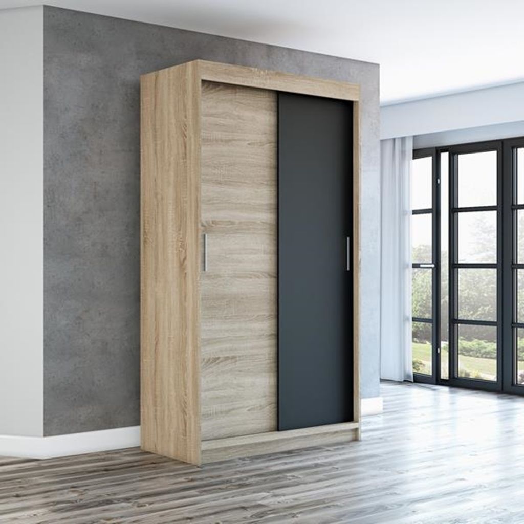 Schwebetürenschrank, 2-türig Schrank 120 cm mit Spiegel PAX