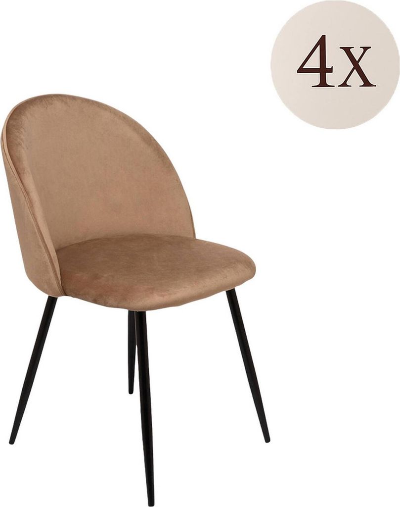 Dmora Stuhl Stinson Beige 4er-Set, Belastung bis 120 kg