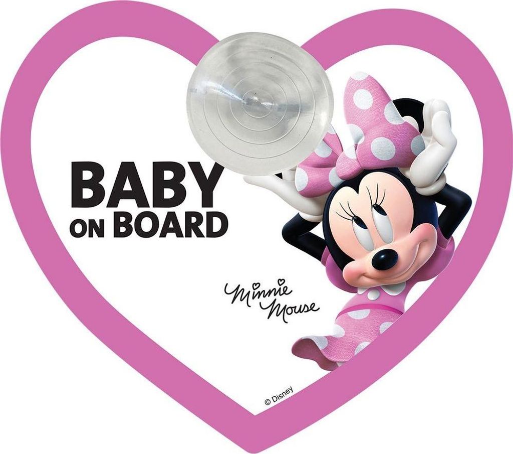 Tataway Baby on Board, Auto-Sicherheitsschild „Baby on Board“ Disney Minnie Mouse Mickey Mouse-Grafiken mit Saugnapfbefestigung