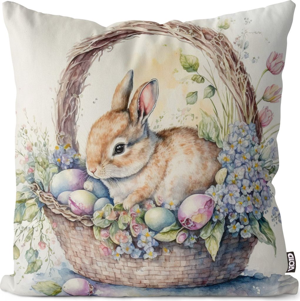 VOID Kleiner Hase Osterkorb Kissenhülle Polyester Zierkissen Couchkissen Ostern Osterdeko Deko