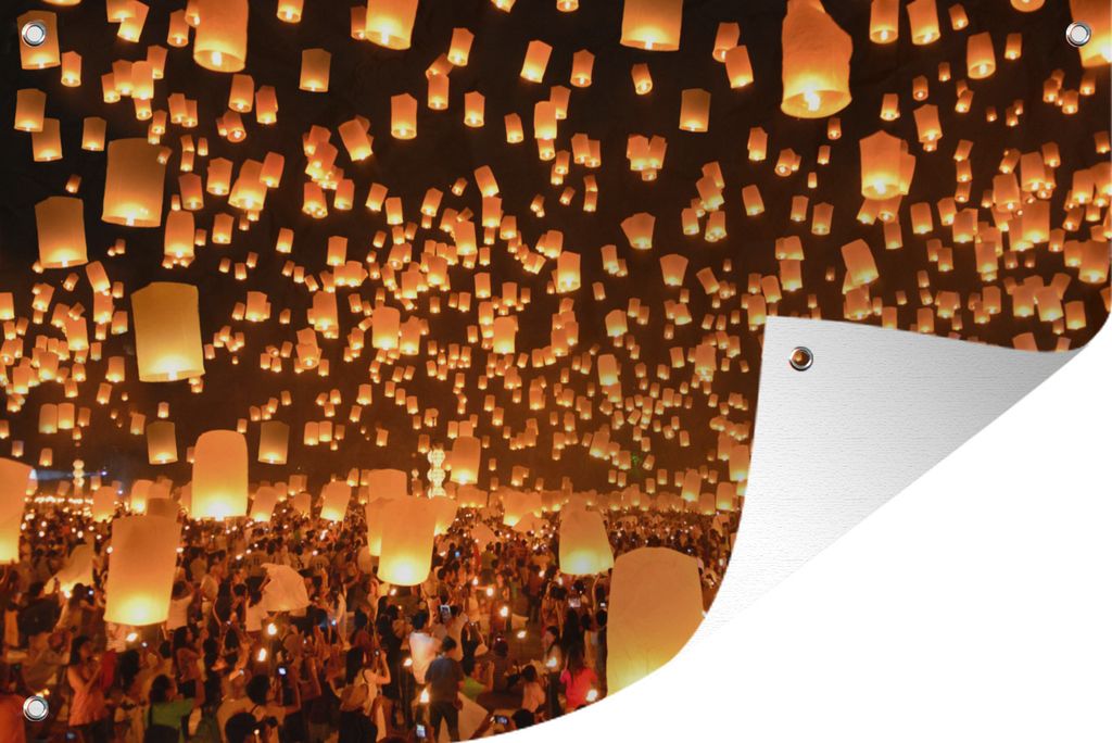 MuchoWow 60x40 cm Outdoor-Poster Gartendeko Sichtschutz Garten Poster für den Garten Die Feier von Loi Krathong