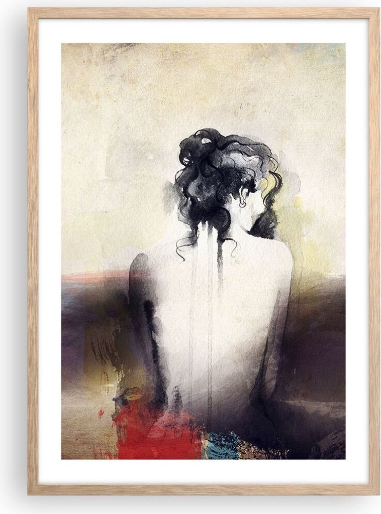 Gerahmtes Poster - Rahmen in heller Eiche - Frau handeln nackt - 50x70 cm - Wand Bild - Wanddeko - Wandbilder - Wandposter - Bilderrahmen - Bilder ...