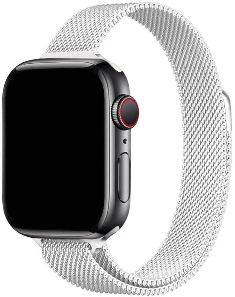 Stravo Slim Milanaise-Armband – Passend für Apple Watch 49/46/45/44/42 mm (Serie 11–1, SE 1–3, Ultra 1–3) – Magnetverschluss – Weiß