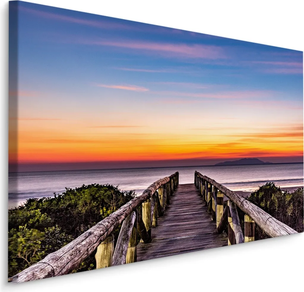 Quadro Mare Spiaggia 90x60 cm XXL | Stampa su Tela Moderna per Soggiorno - 1