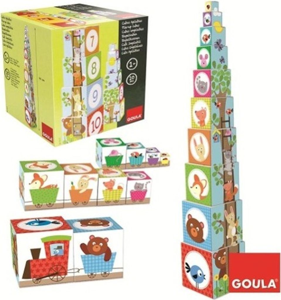 Jumbo Spiele - GOULA Stapelturm Wald, 10teilig Holzspielzeug für Kleinkinder, Ab 1 Jahr