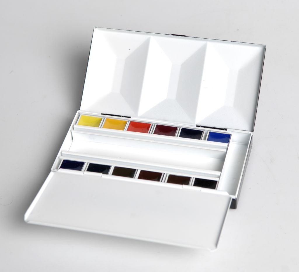 Schmuck-Aquarellkast. 12 1/2 Napfen