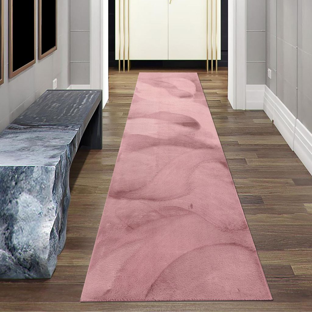 Teppich berry-farben samtig weich Hasenfell-Optik mit sanftem Glanz Größe - 80 x 300 cm