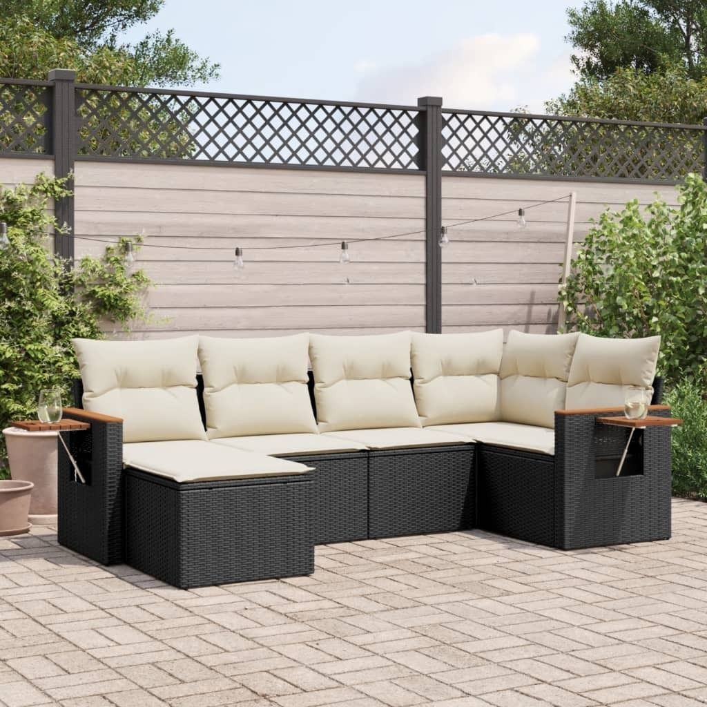 Maison Exclusive - 6-tlg. Garten-Sofagarnitur mit Kissen Schwarz Poly Rattan