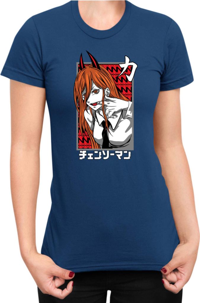 Damen T-Shirt Manga Japan Anime Comics Animation Chainsaw Anime manga Man 07, Lady L / Dunkelblau