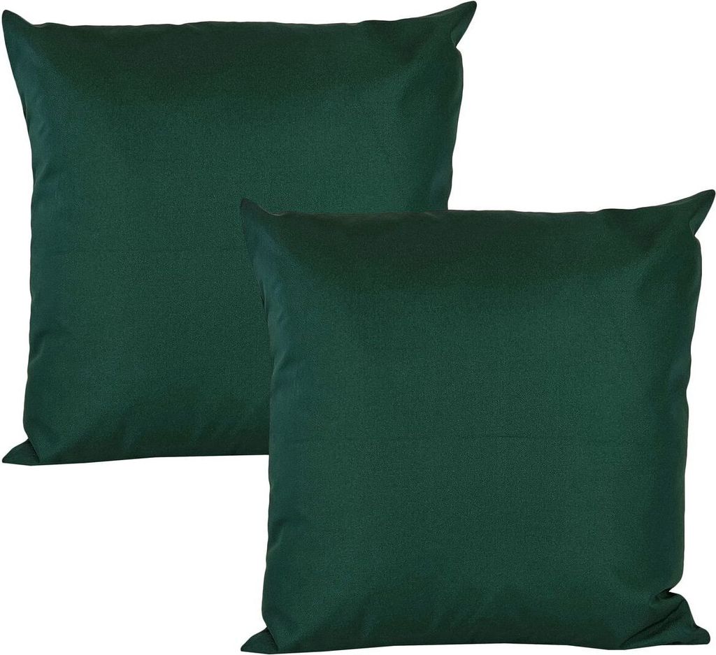JACK 2er Set 50x50cm Outdoor Kissenhülle Kissenbezug Wasserfest Sitzkissen Lounge Kissen Garten Stuhl Lotus Effekt, Farbe:Dunkelgrün