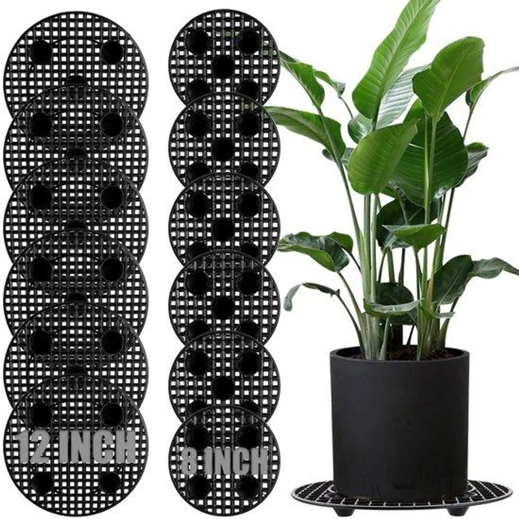 Grille de drainage pour pot de fleurs lot de 10 supports en plastique noir